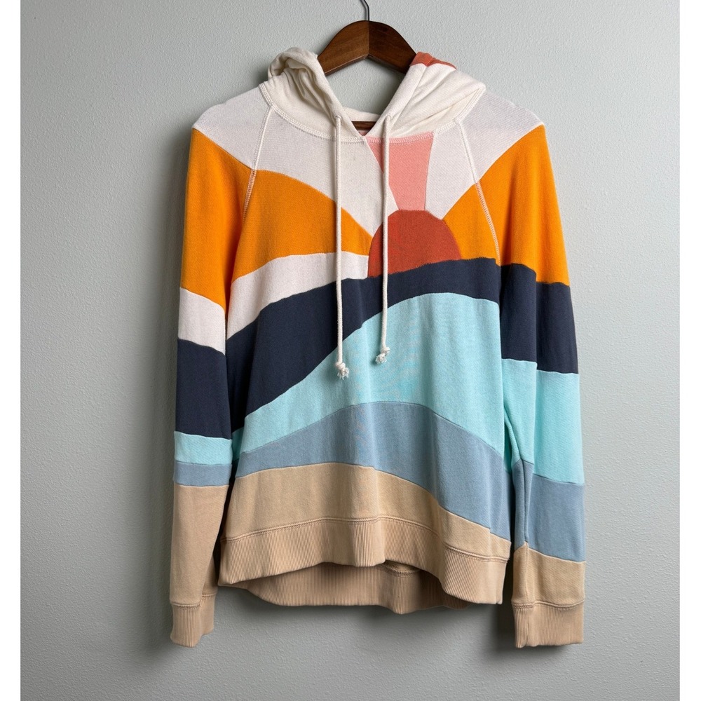 Faherty Soleil Sunrise Hoodie Landscape Graphic French Terry Coastal Size L